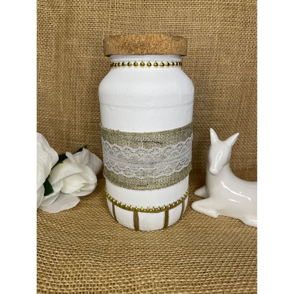 Hand painting Christmas Jar with snowflake / Christmas decorative jars - Picture 3 of 10